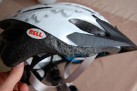 Damaged cycle helmet